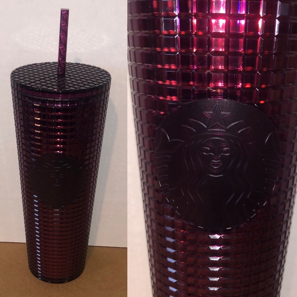 Purple Grid Studded Starbucks Tumbler